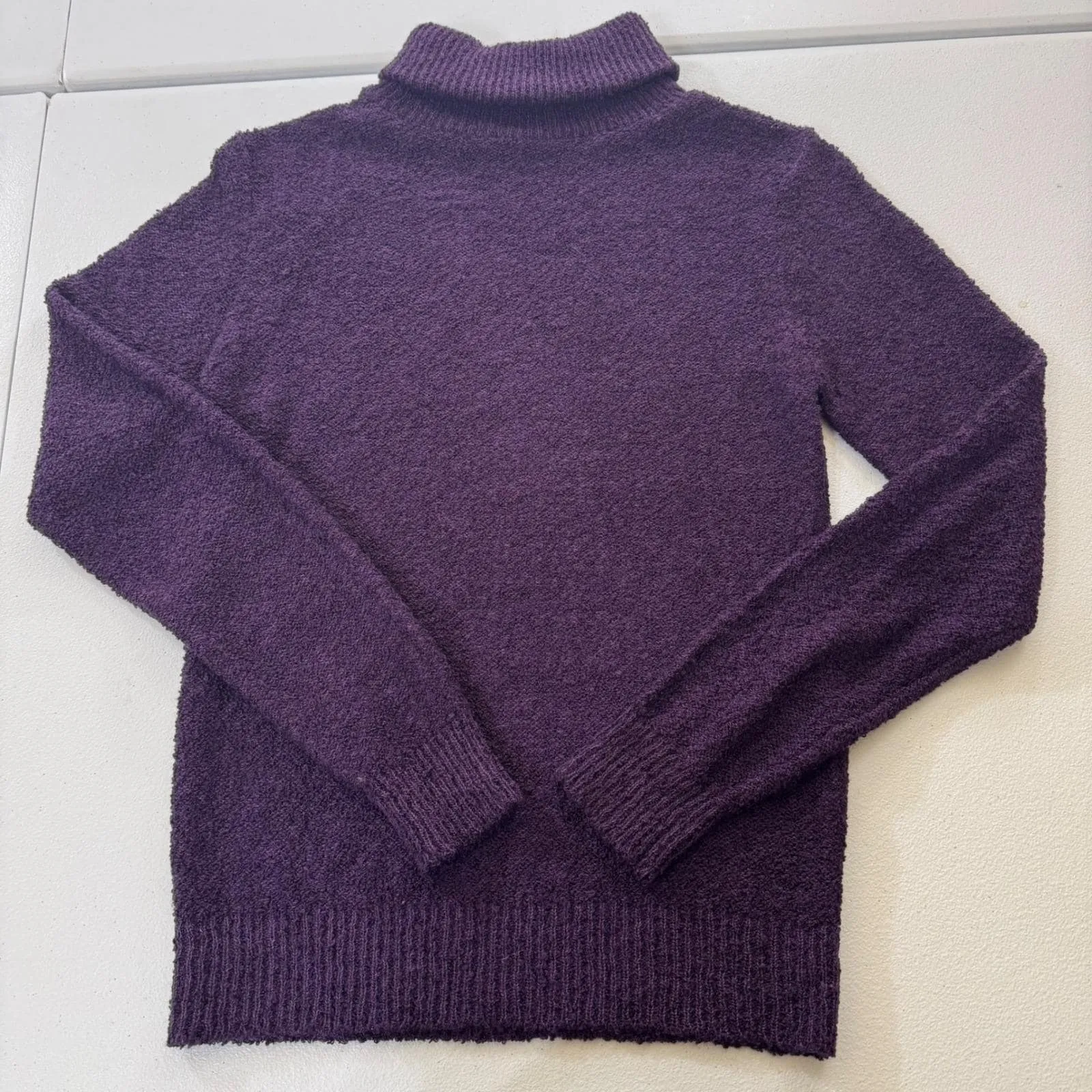 VTG 60s Sears Purple Cozy Turtleneck Sweater Textured Knit Style sz S Y2K - Image 1
