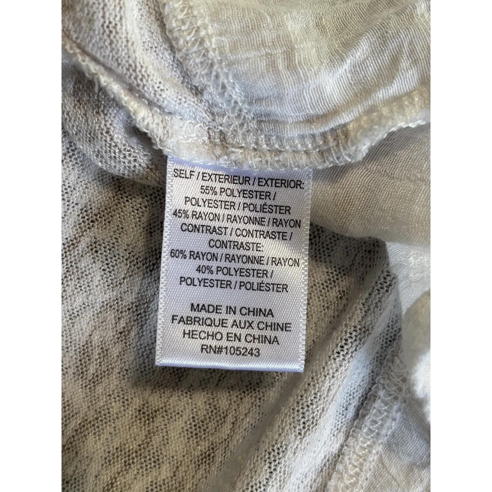 Studio B Beige/White Striped Short Sleeve‎ Buttons V Neck Size Small High/Low Tan - Image 6