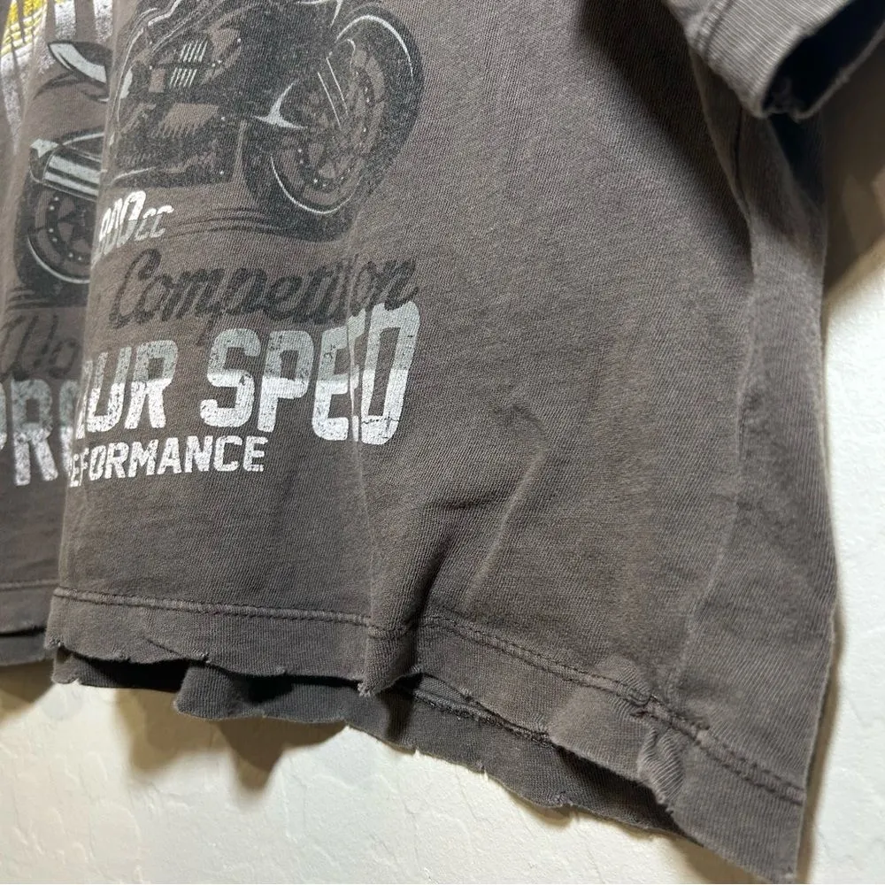 Modish Rebel Crop Motorcycle Racing Shirt Size M Vintage Vibe Gray Size M - Image 3