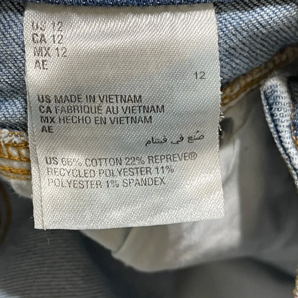 Inc Denim Tapered Baggy Jeans Pleats Size 12 Light/Medium Wash - Image 4