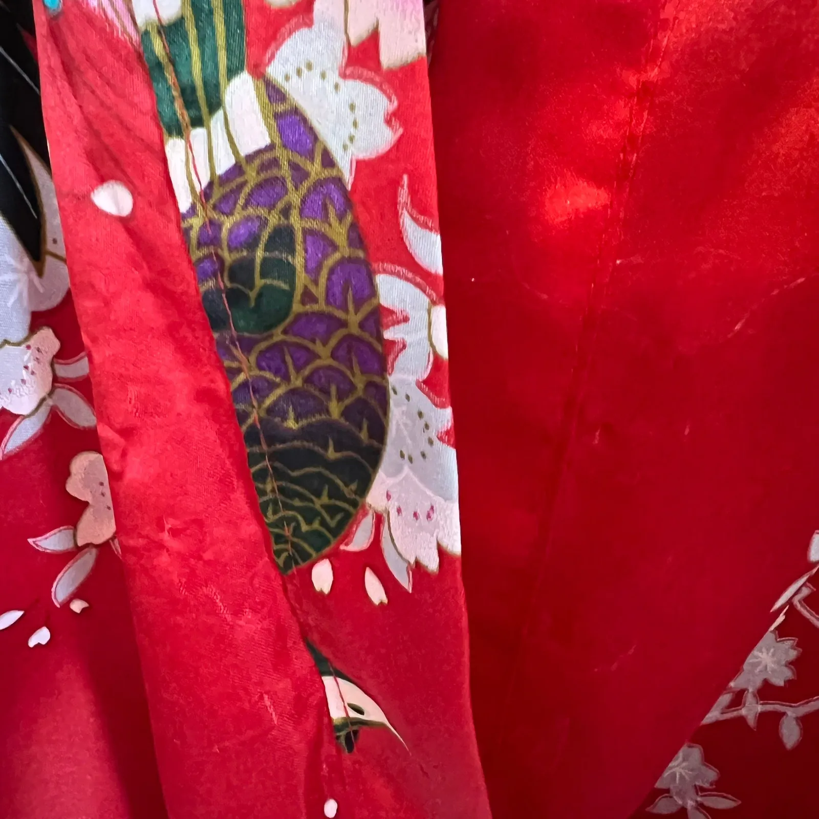 Avidlove dressing robe women’s size medium Red Colorful Peacock Floral Design - Image 3