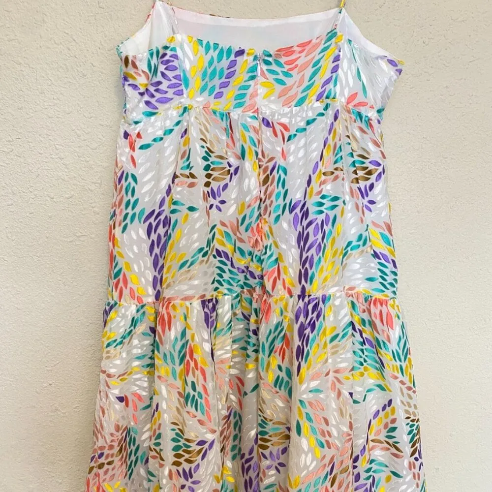 $255 C/MEO‎ Collective Set Up Multicolored Burn Out Midi cocktail Dress sz. 4 S - Image 12