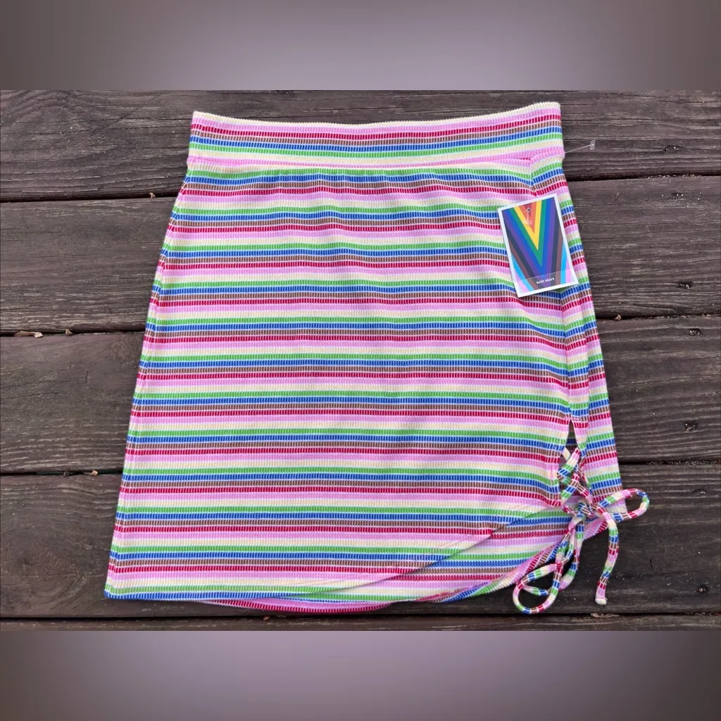 Target Pride Women's Asymmetrical Rainbow Striped Pull On Casual Mini Skirt|Sz:M - Image 12