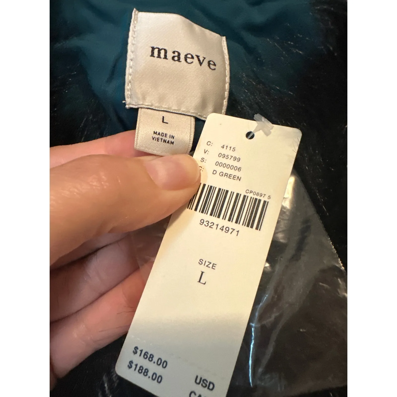 Maeve Anthropologie Plaid Faux Fur Collar Cropped Jacket Green L NWT - Image 5