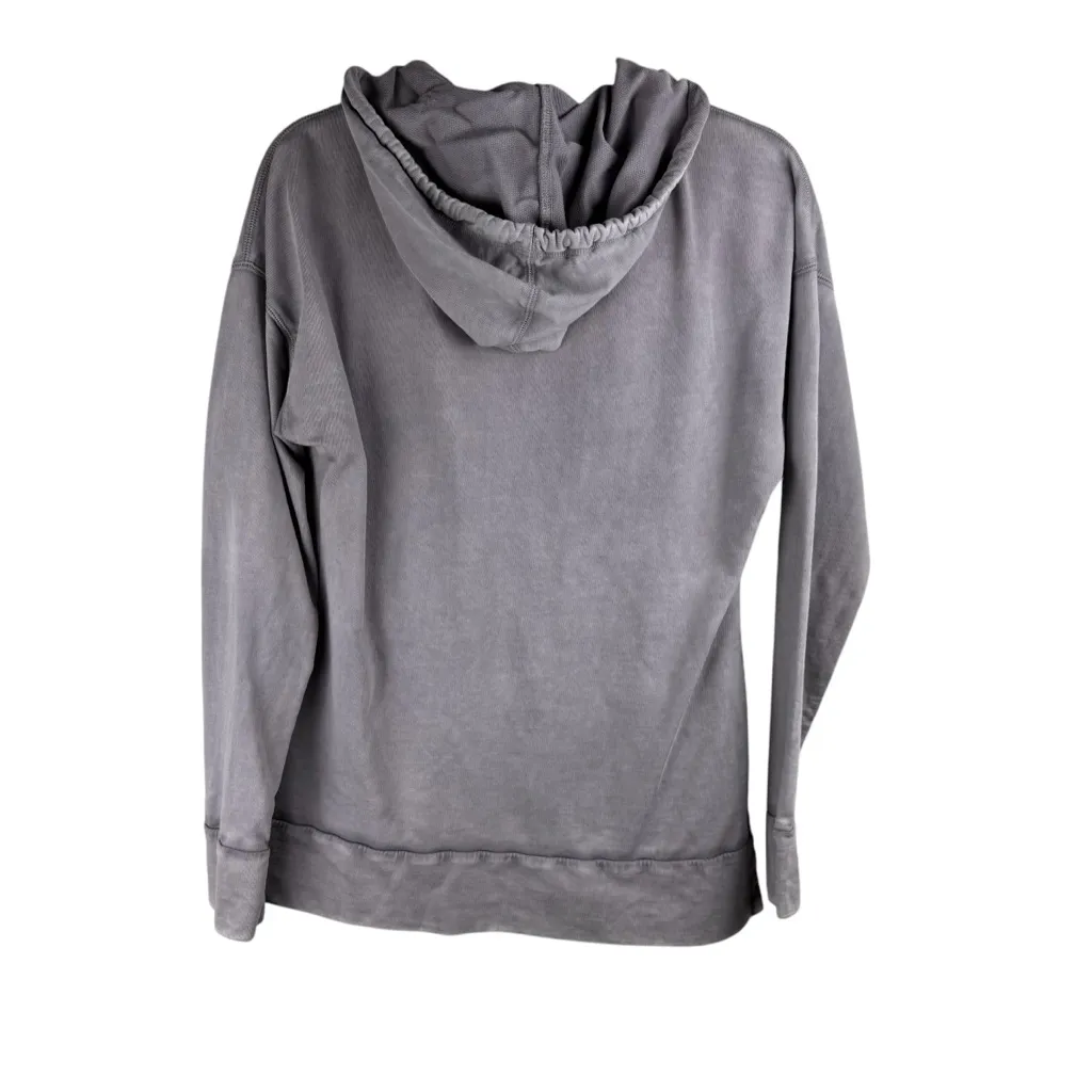 TOMS Women's Large ZIP-UP‎ HOODIE Gray 100% Cotton Longer Length - Image 2