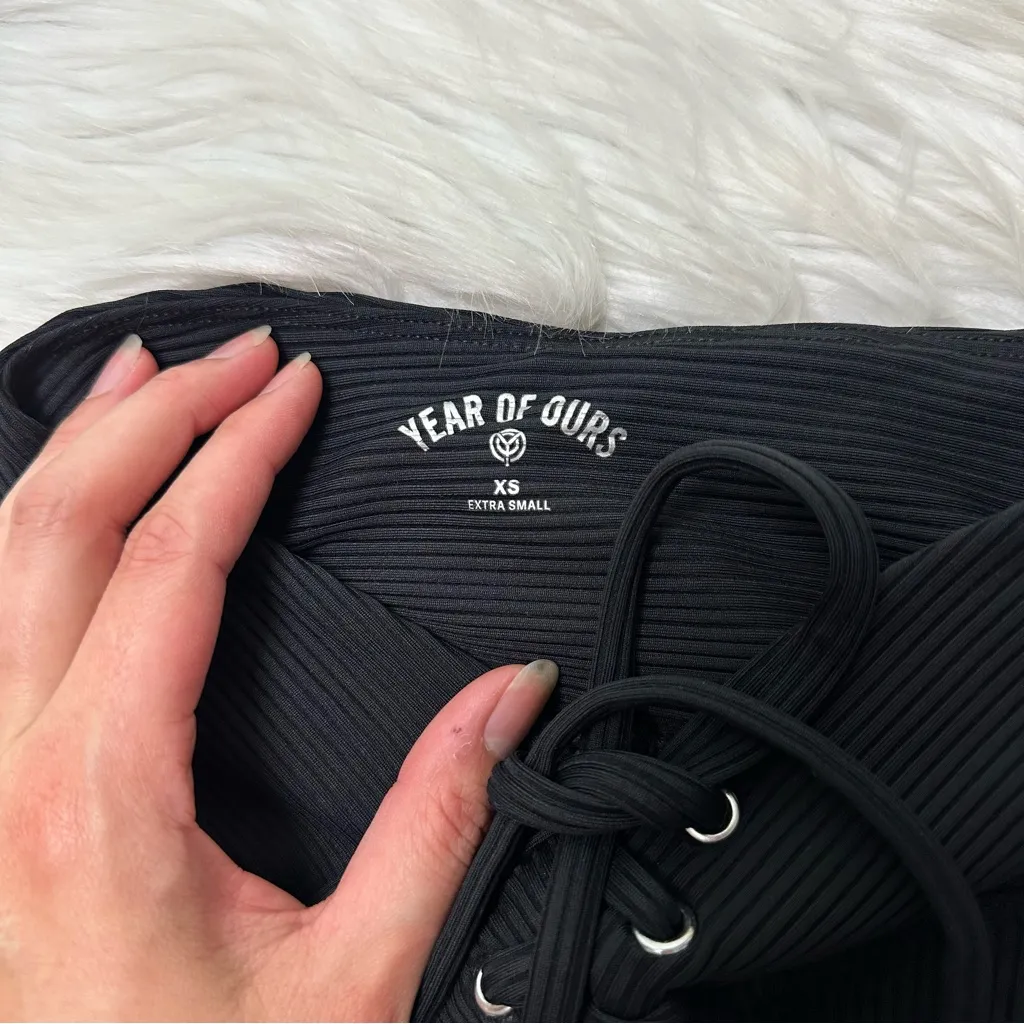 Year of Ours Black Ribbed Lace - Image 4