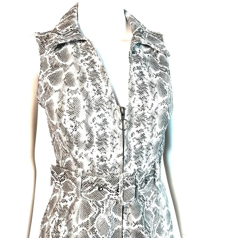 Playsuit Faux Leather Snake Print Romper - Image 4