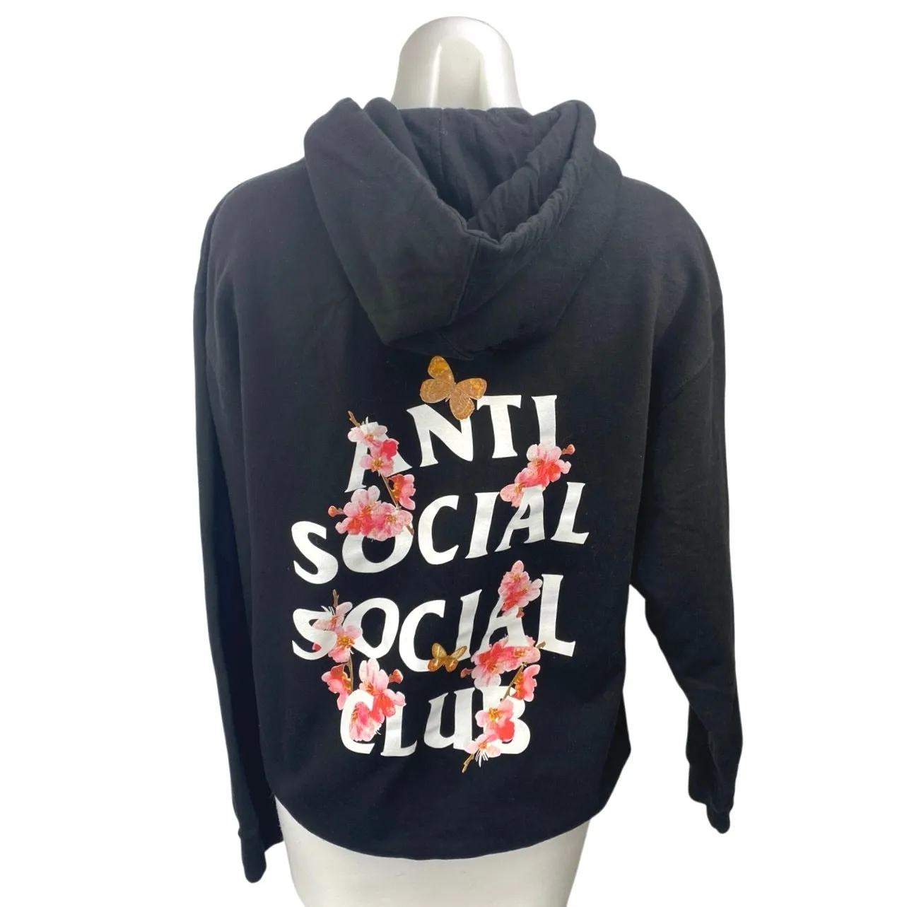 Anti Social Social Club Kkoch Black Logo Floral Graphic Hoodie Sweatshirt Top M Size M - Image 2