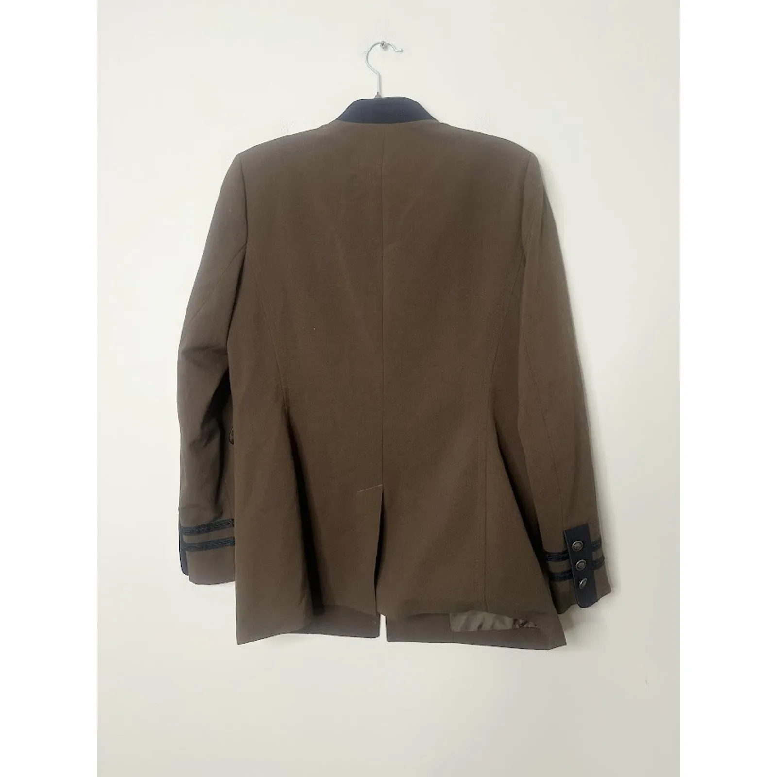 Nine West Stretch Gold Button Front Military Blazer Brown Black Jacket Size 6 - Image 7