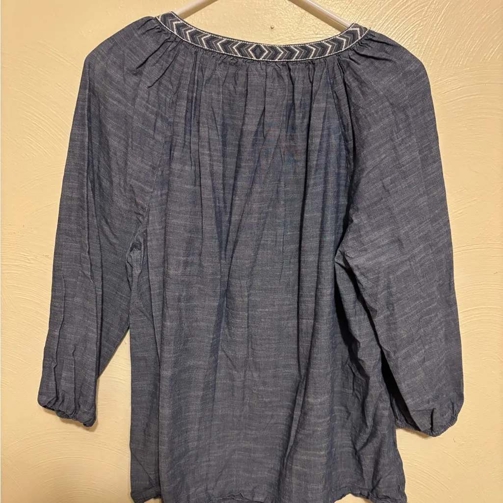 Laura Scott Chambray Blouse with Tassel Detail - Image 8