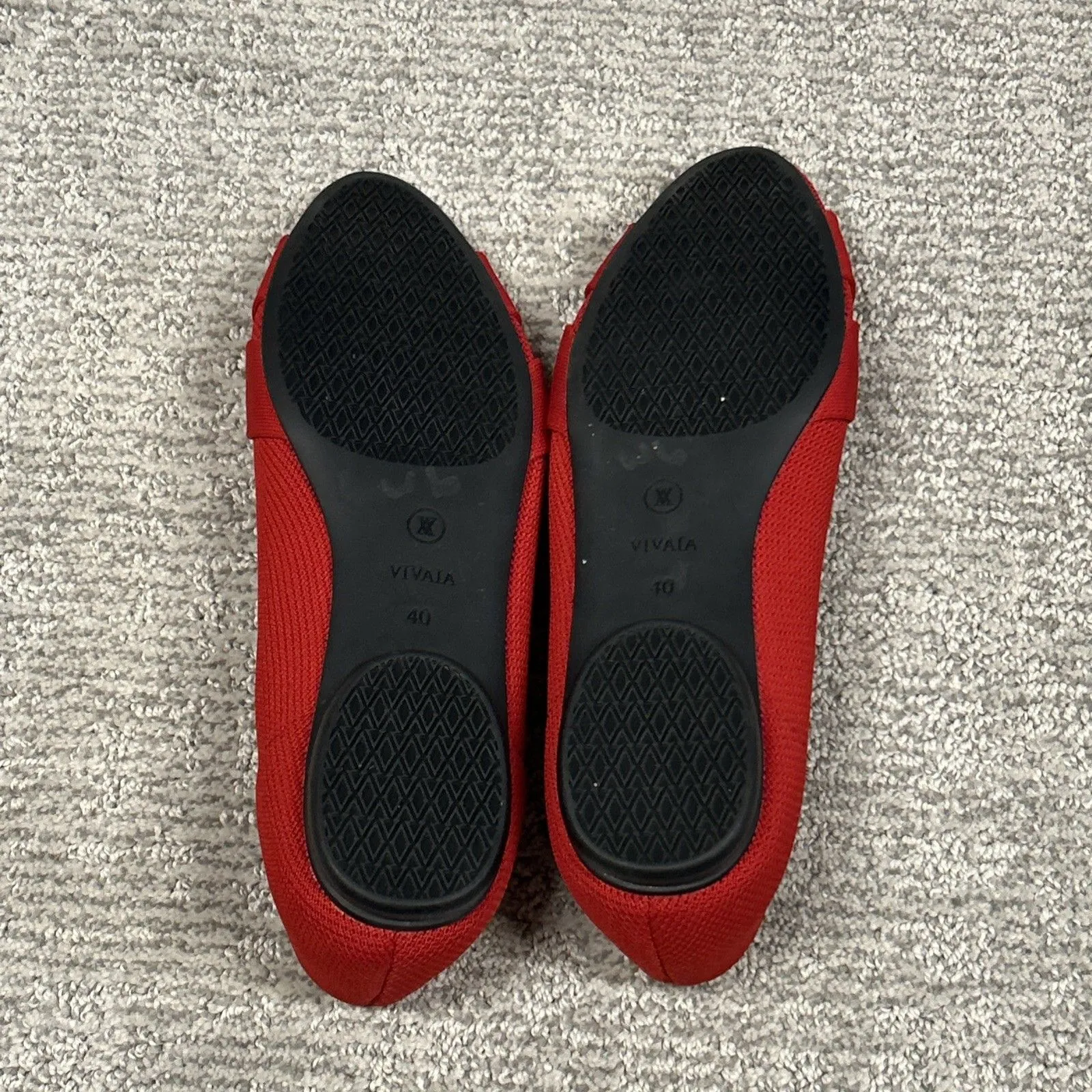 Vivaia Bibi Shoes Womens 40 US 9 9.5 Red Almond Toe Knotted Flats Comfort - Image 9