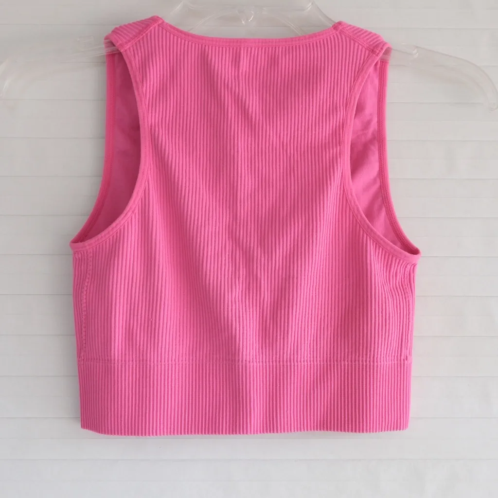 Garage Pink Ribbed Crop Top - Image 3