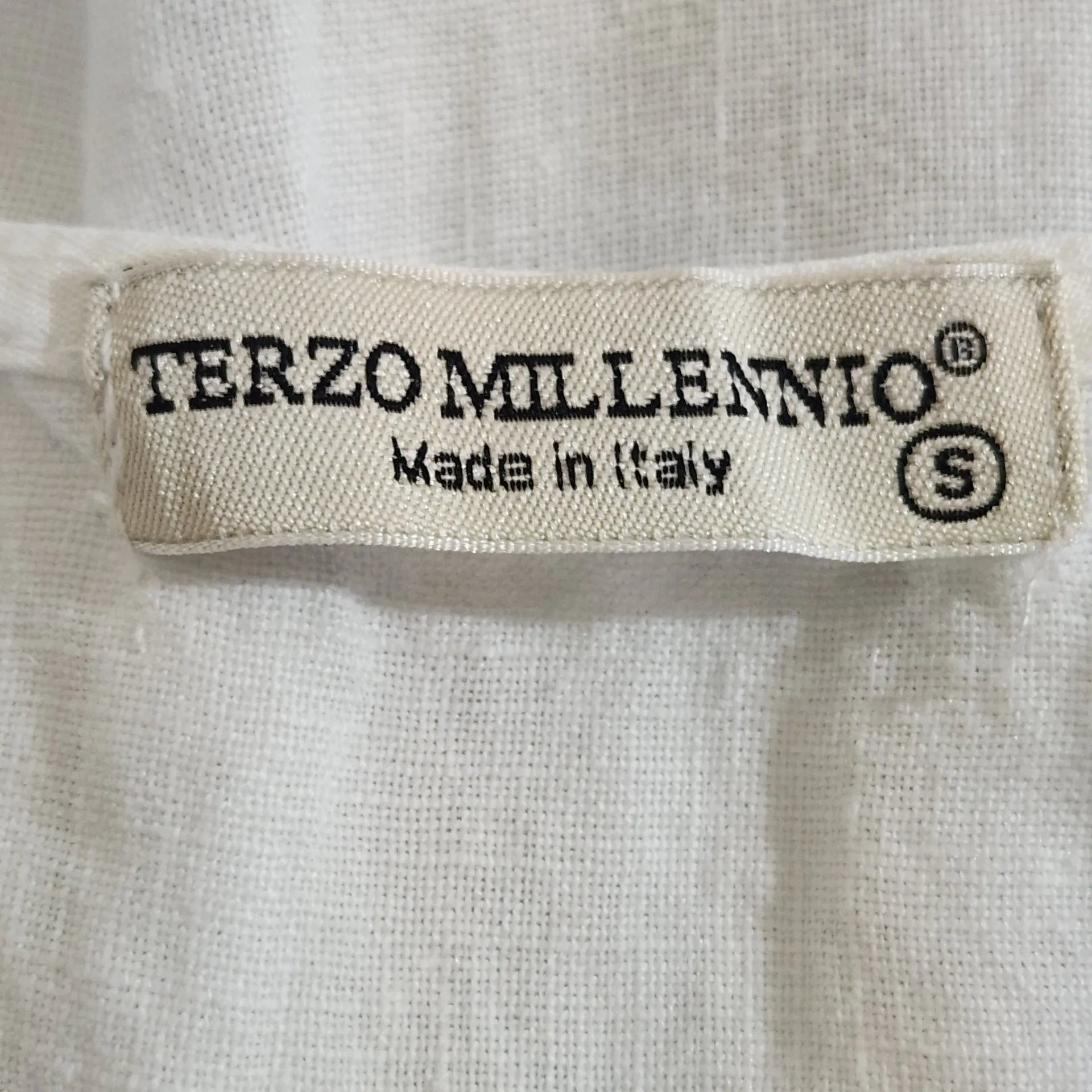 Terzo Millenio White Linen Blouse with Lace Trim Size Small Italian Linen Top - Image 7