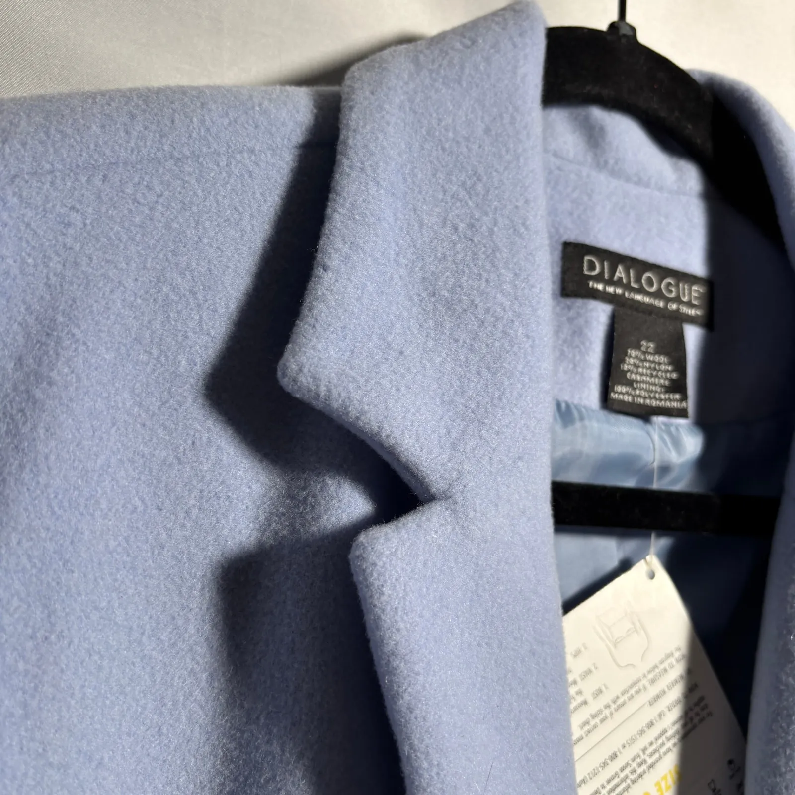 NWT Dialogue Light Blue Wool Cashmere Blend Coat Womens 22 Blazer Jacket Pockets Size undefined - Image 8