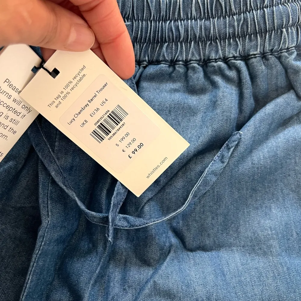 NWT Whistles Light Denim Barrel Pants with Waist tie DENIM Jogger Pants Size 4 - Image 11