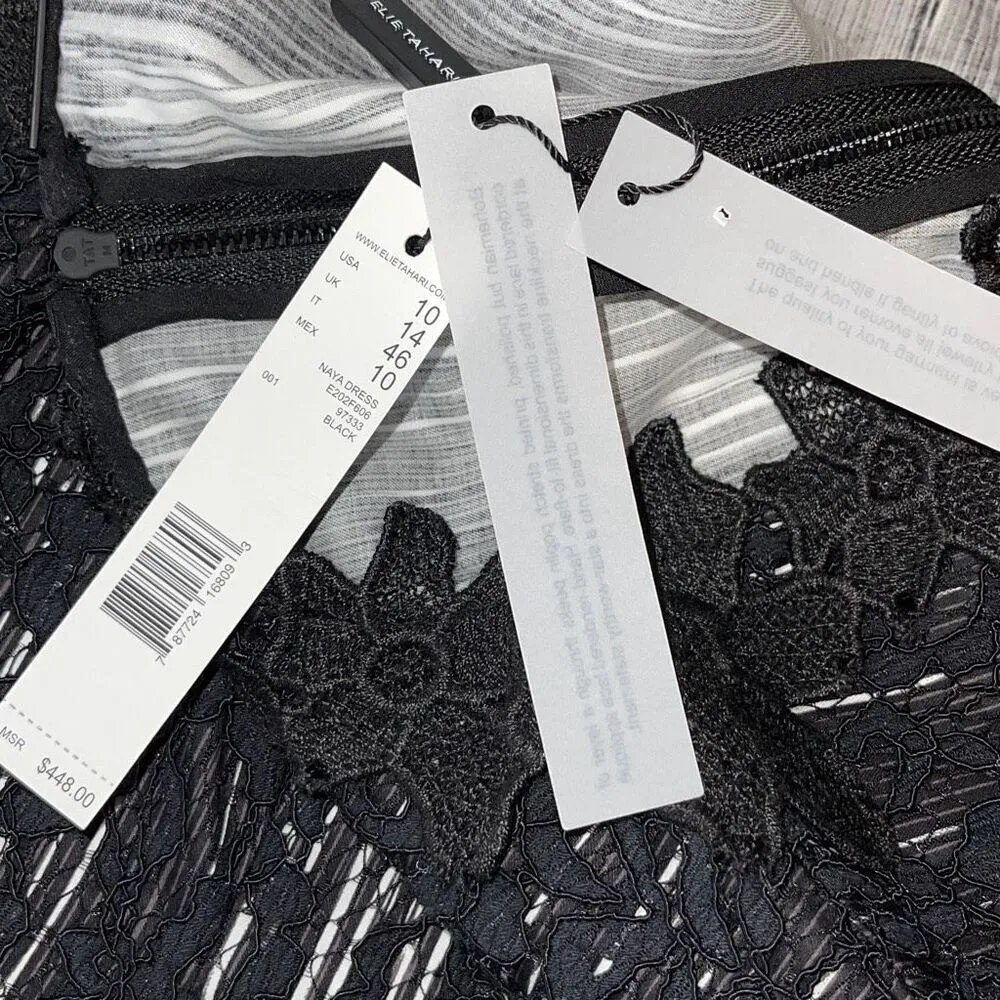 Elie Tahari Womens V-Neck Sleeveless Floral Lace Naya Sheath Dress Black Size 10 - Image 10