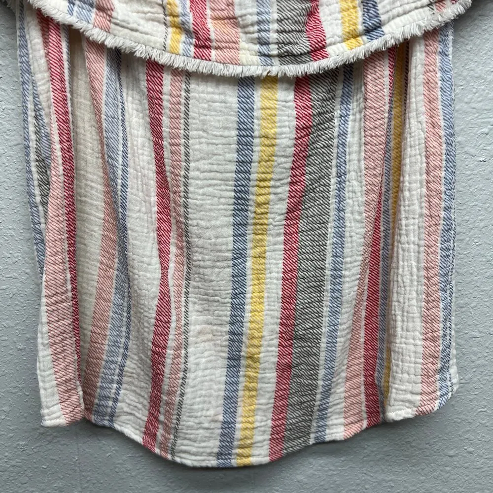 Allison Joy Gauzy Off Shoulder Ruffle Coastal Cowgirl Cottagecore Cotton Top XS - Image 4