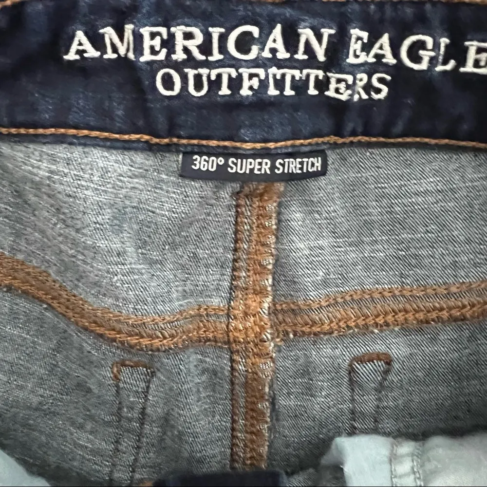 American Eagle Hi Rise Shortie | Dark Wash Distressed | 6 - Image 4