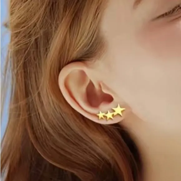 BNIB - Sterling 925 Silver 14K Gold Plated Star Stud Earrings. - Image 5