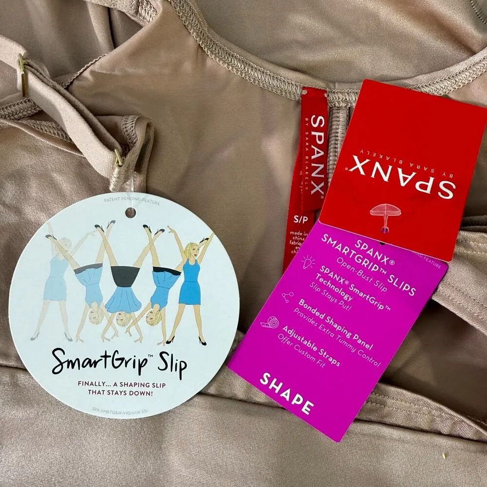 Spanx Open Bust Full Slip Size Small Beige Tan NEW Smart Grip Slip - Image 11