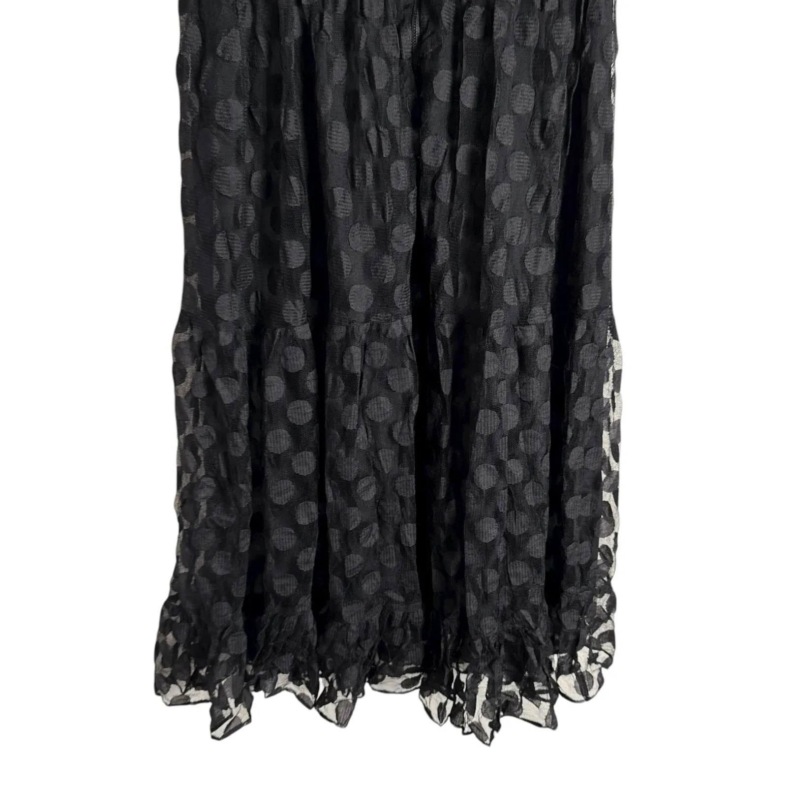 Saloni Andie Black Polka Dot Mesh Short Sleeve Cocktail Midi Dress Size 6 - Image 13