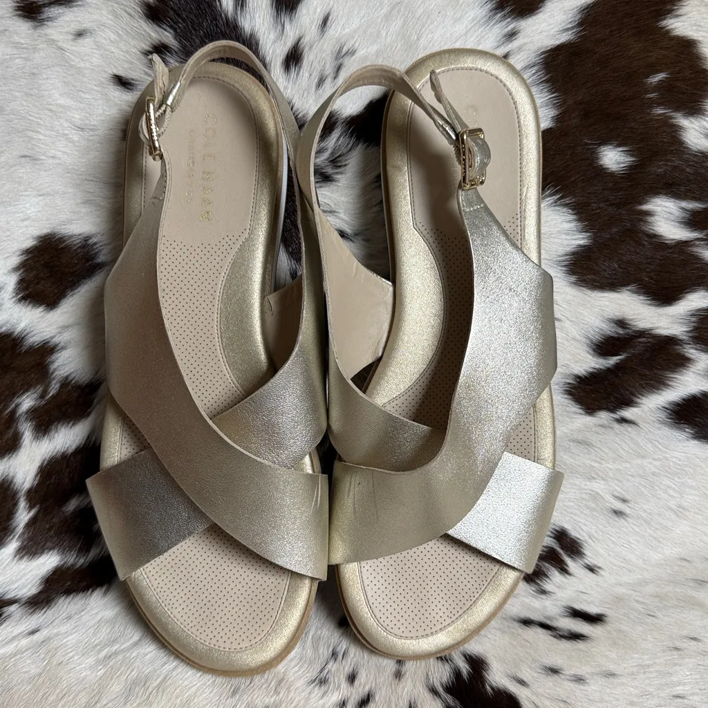 Cole Haan Mira Sandal Gold Sandals Size 8.5 EUC B15 - Image 9