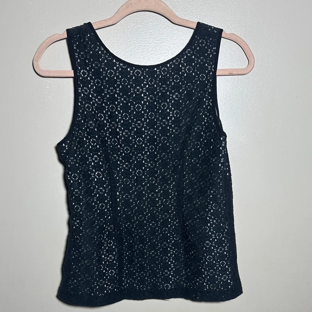 J‎ Crew Black Eyelet Lace Sleeveless Top | 0 - Image 4
