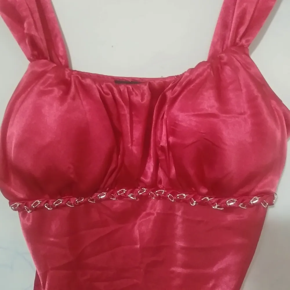 IN San Francisco M Pink Red Satin Dressy Top - Image 2