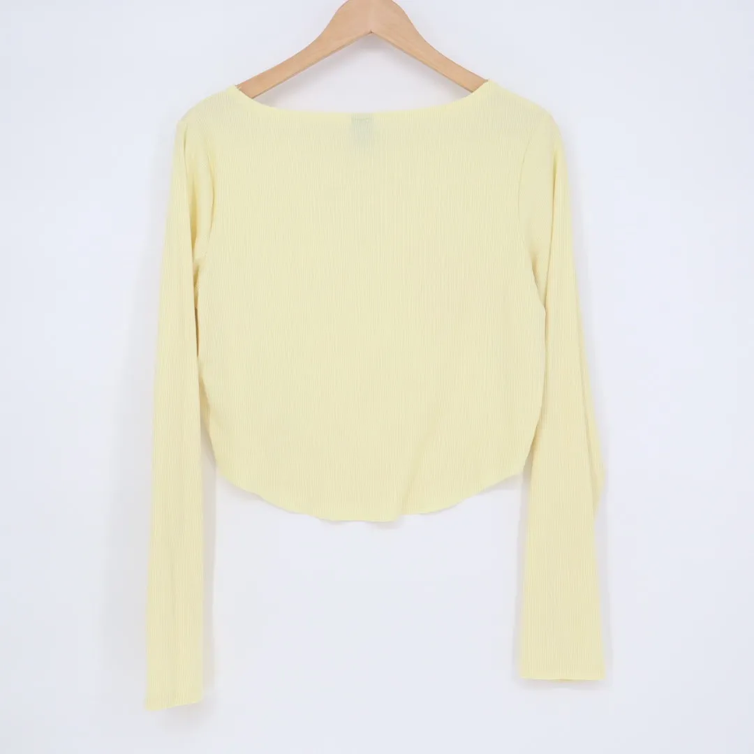 Wild Fable Womens Cropped Ribbed Long Sleeve Top Yellow XL - Image 5