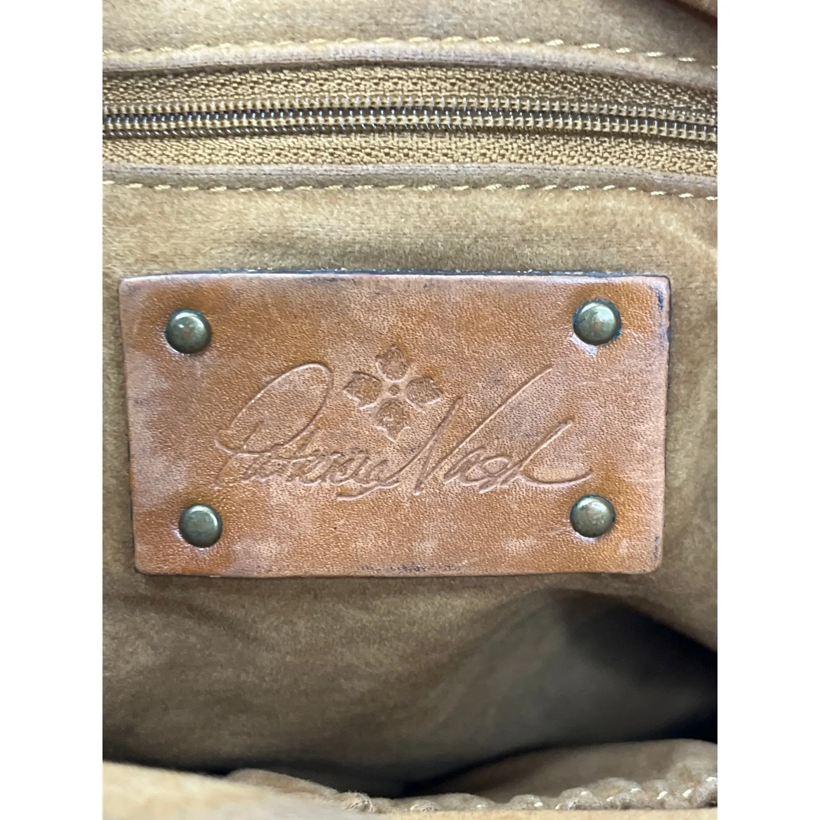 Patricia Nash Saddle Tan Leather Crossbody Bag Vintage Buckle Front Purse - Image 5