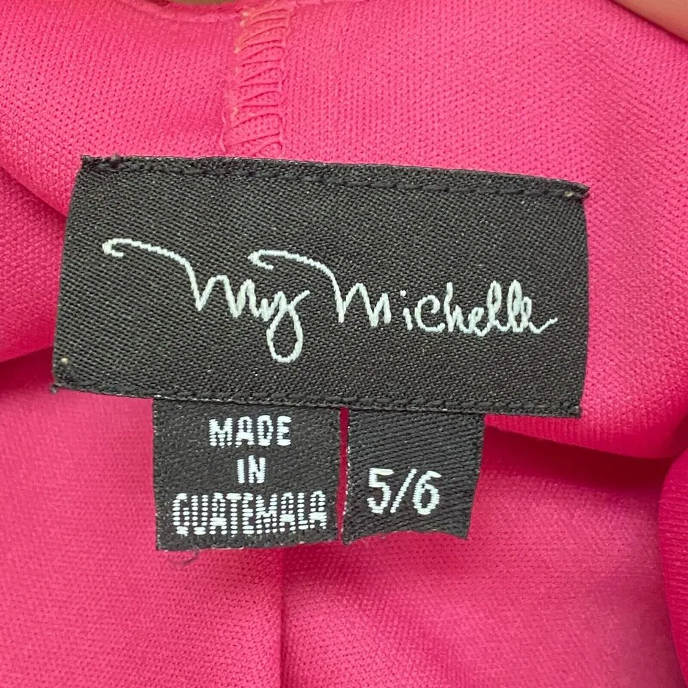 Vintage Y2k 90s Floral Pink Slip On Dress My Michelle Sz 5/6 Beaded Strap Barbie - Image 6