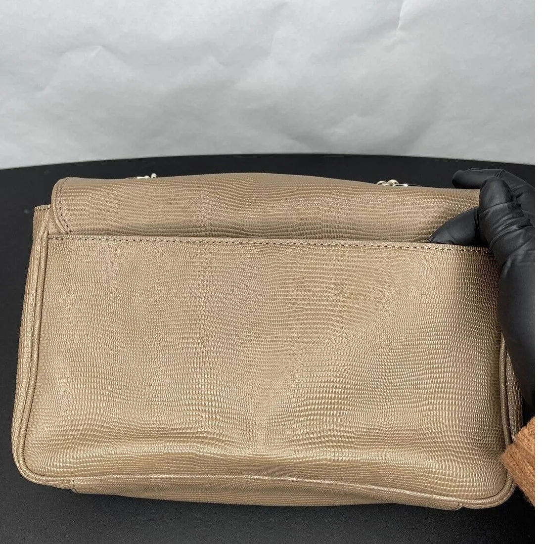 Kate Spade Rafaela Bag Marble Hill Gray Taupe Twist Lock Purse Tan - Image 6