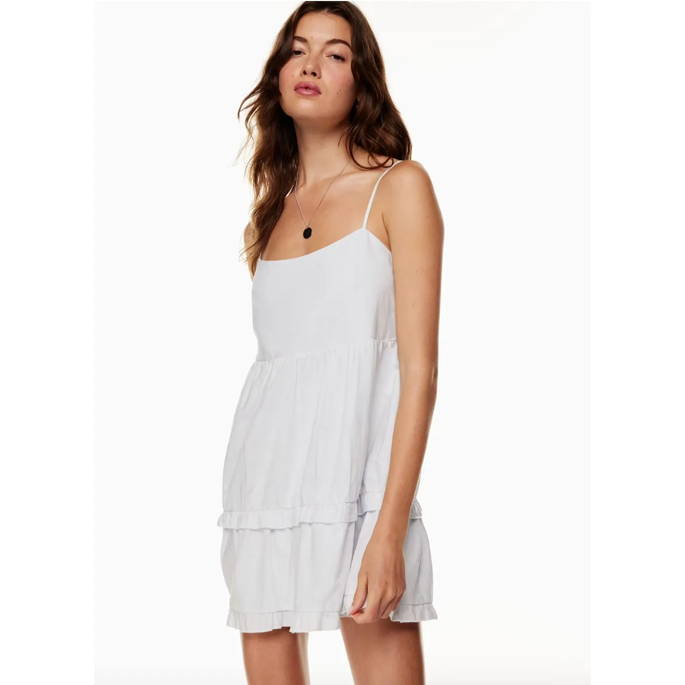 Aritzia Sunday Best Hayes Tiered Mini Dress in White Size L - Image 3