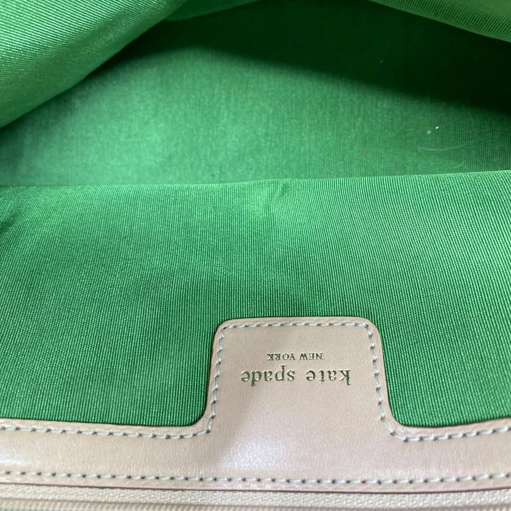 Kate Spade White Tan Leather Medium Size Handbag - Image 11