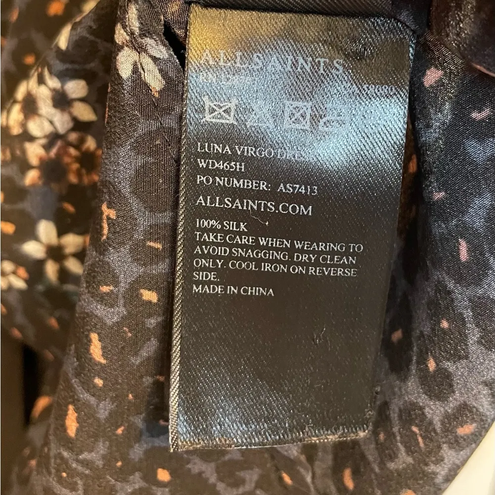ALLSAINTS Luna Virgo Animal Print Floral Silk Mini Dress - Image 4