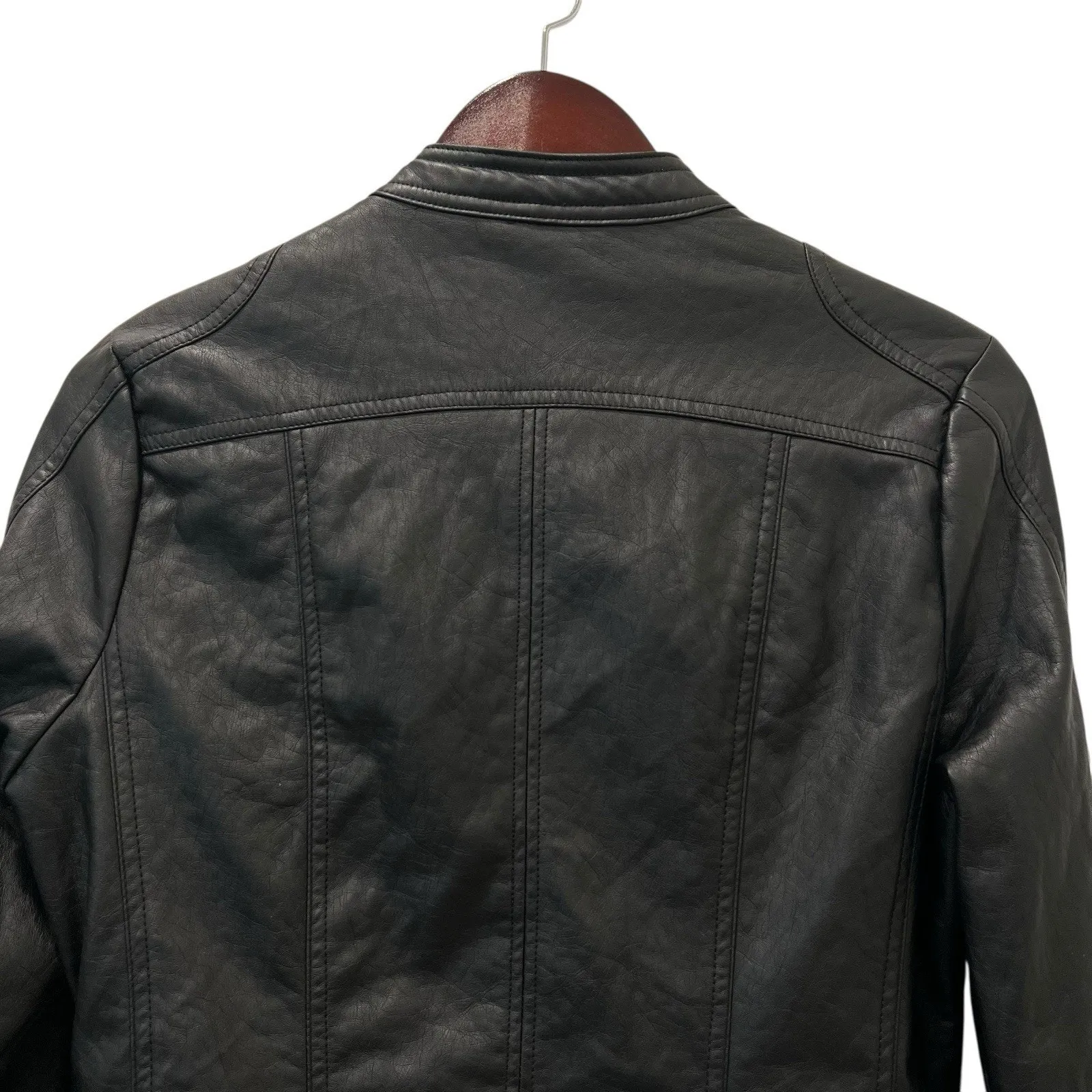J2 Women's Faux Leather Jacket Black Moto Biker Zipper Long Sleeve Size Medium* - Image 8
