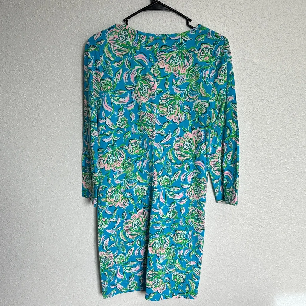 Lilly Pulitzer Tessa Print Cumulus Blue Chick Magnet Floral Dress Size Medium - Image 5