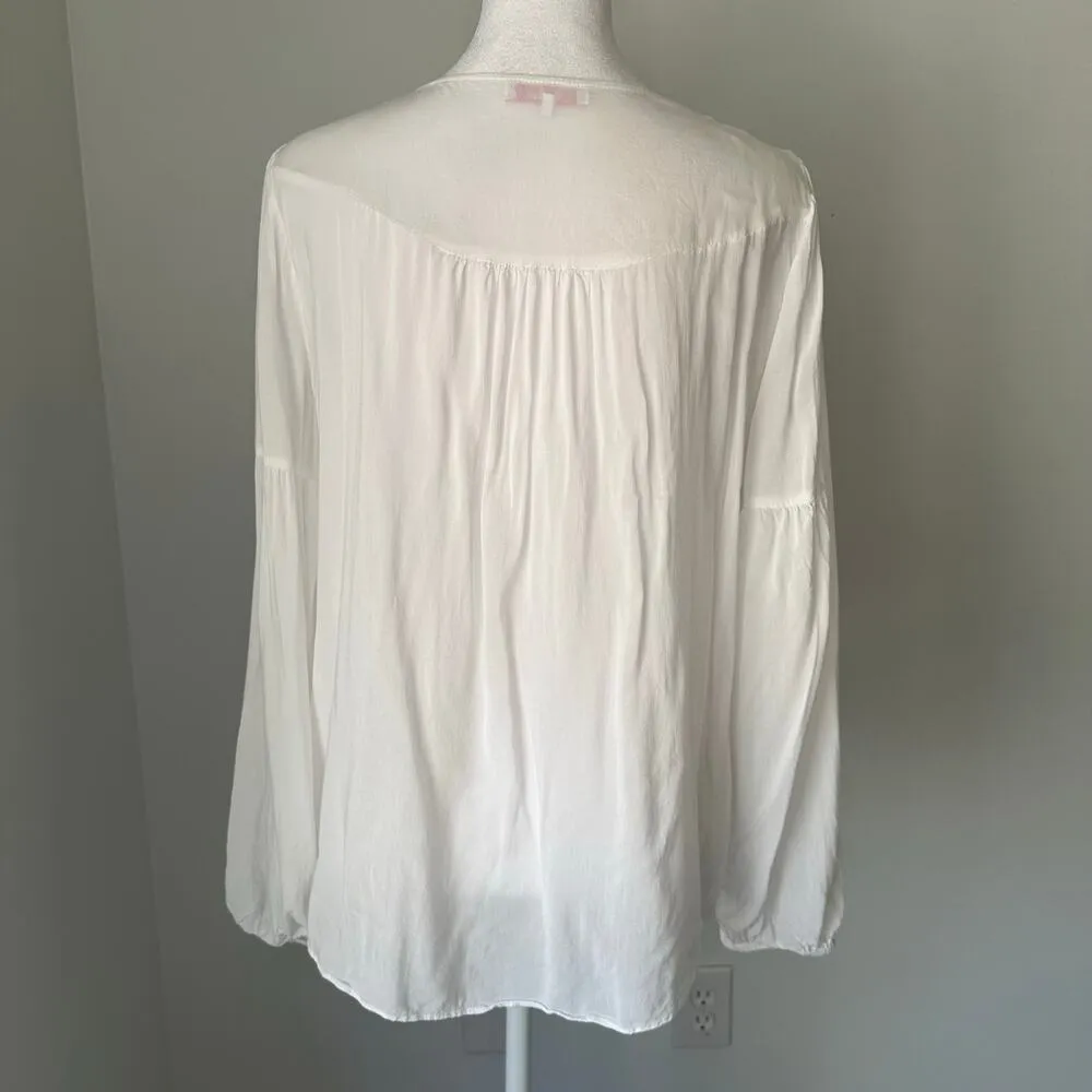 Parker white embroidered long sleeve top size S - Image 4