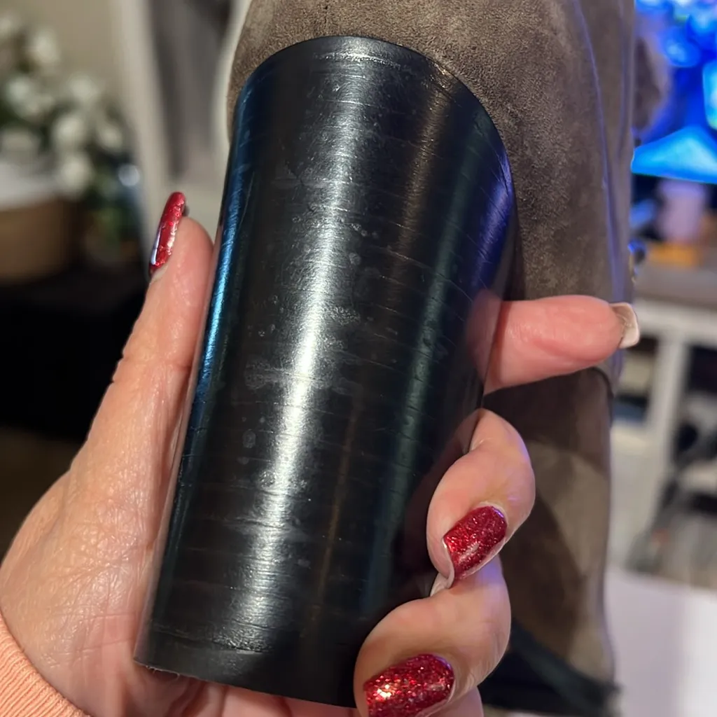 JIMMY CHOO ELBA Pom Pom Genuine Rabbit Fur Ankle Boot Mink Suede size 39.5 - Image 13