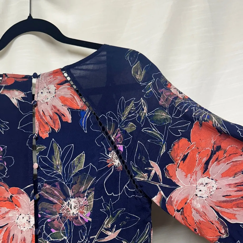 Free People Eyes On You Blue Floral Bell Sleeve Tunic Mini Dress 2. - Image 9