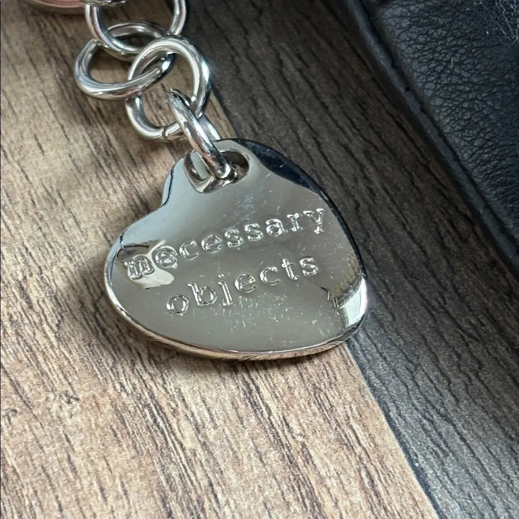 Necessary Objects  Black Leather Folder Clutch Bag Magnetic Closure Black Silver - Image 2