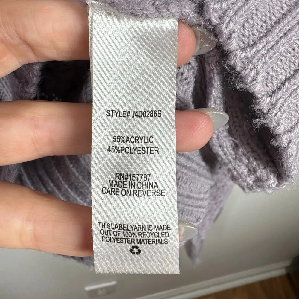 Jolie & Joy Sweater Women L Purple Textured Semi Cropped Cozy Pullover Boho Size L - Image 5