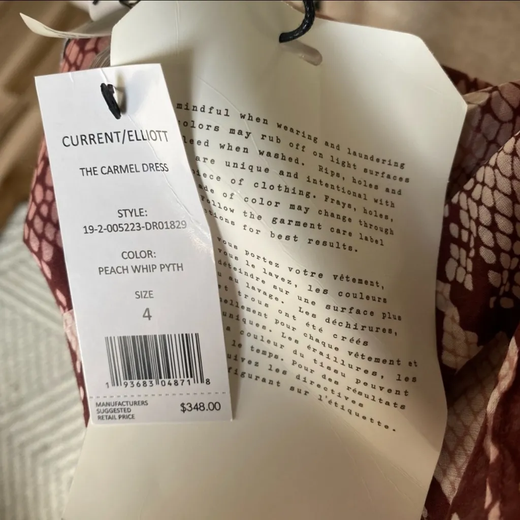 Current/Elliott Pink Silk Blend Snake Print Shirt Dress Size 4 Animal - Image 7