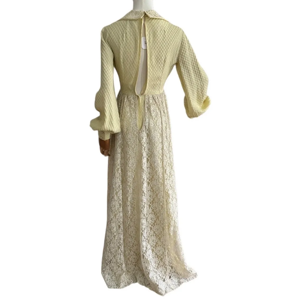 Bridgerton-Inspired Vintage Lace Gown | Romantic Regency Cottagecore Maxi XXS - Image 3