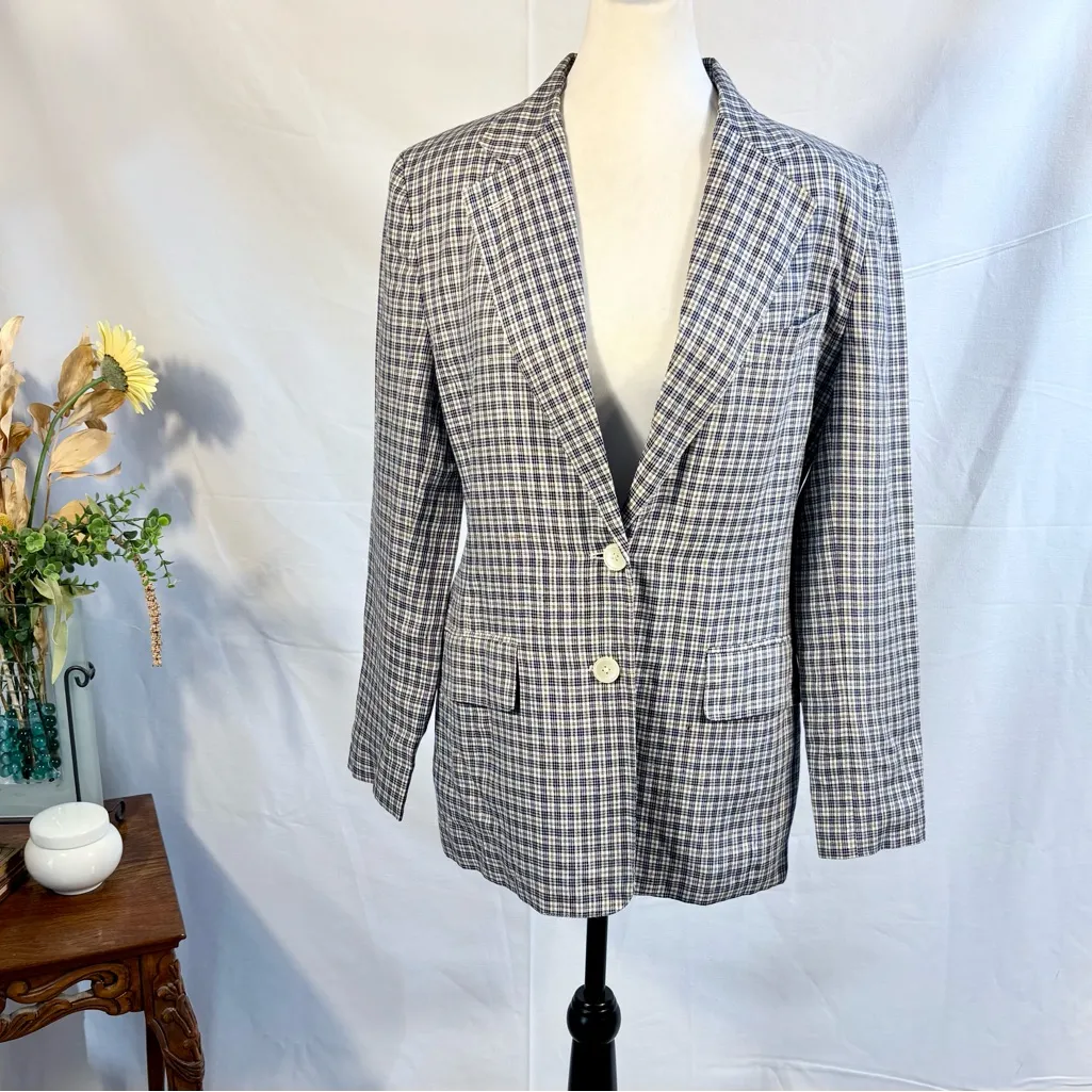 Vintage 90s Lauren Ralph Lauren Linen Plaid Tailored Blazer USA Size 6🧡 - Image 13