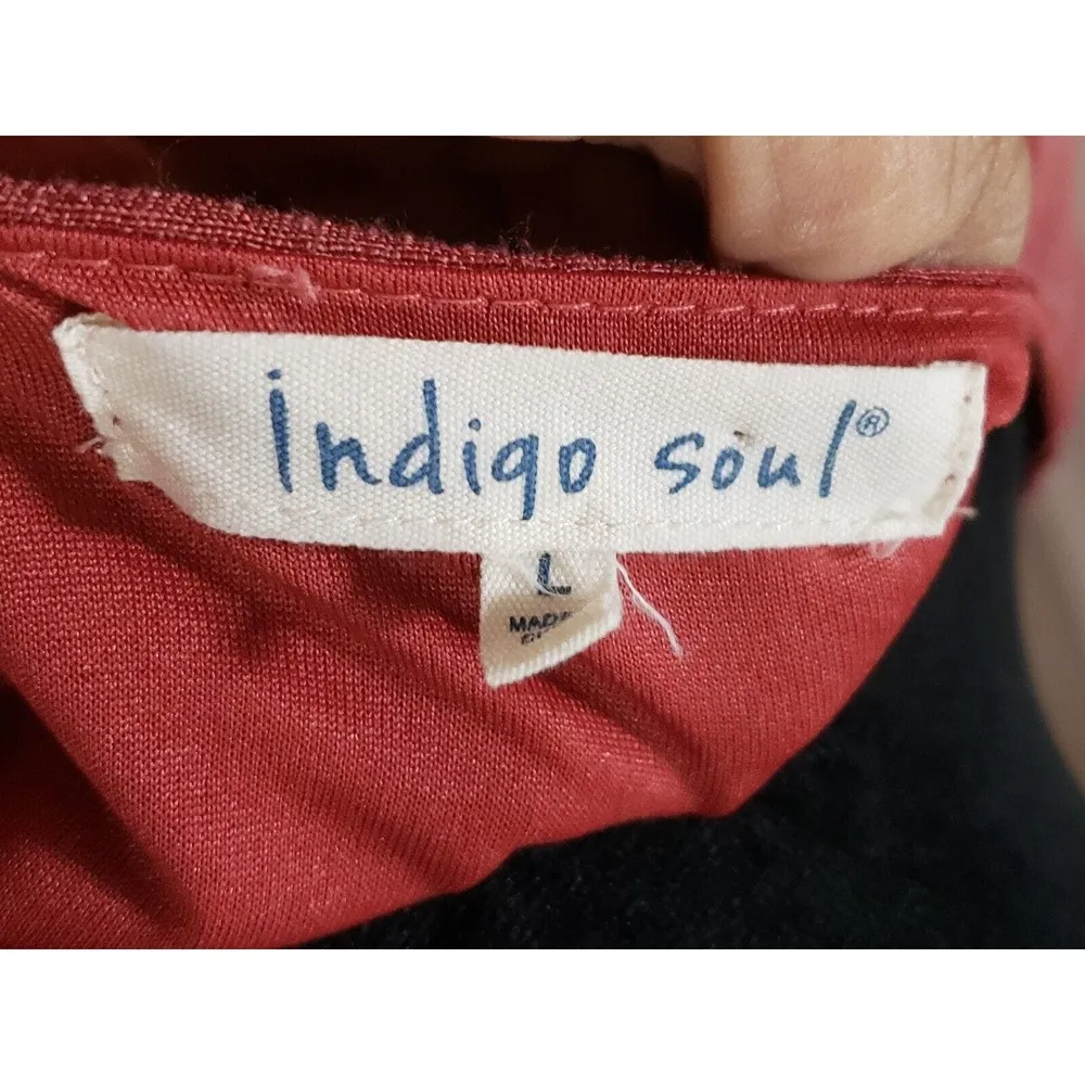 Indigo Soul Burnt Orange Tiered Boho Tunic Long Sleeve Knee Length Dress Large - Image 8