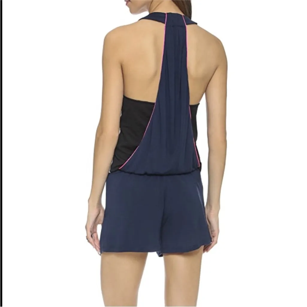 Après Ramy Brook Navy Low Cut T Back Romper Size Medium - Image 3