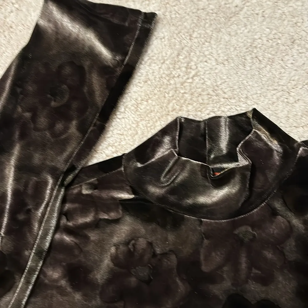 Vintage edin Velvet Lingerie Sleeve Blouse Black Size L - Image 2