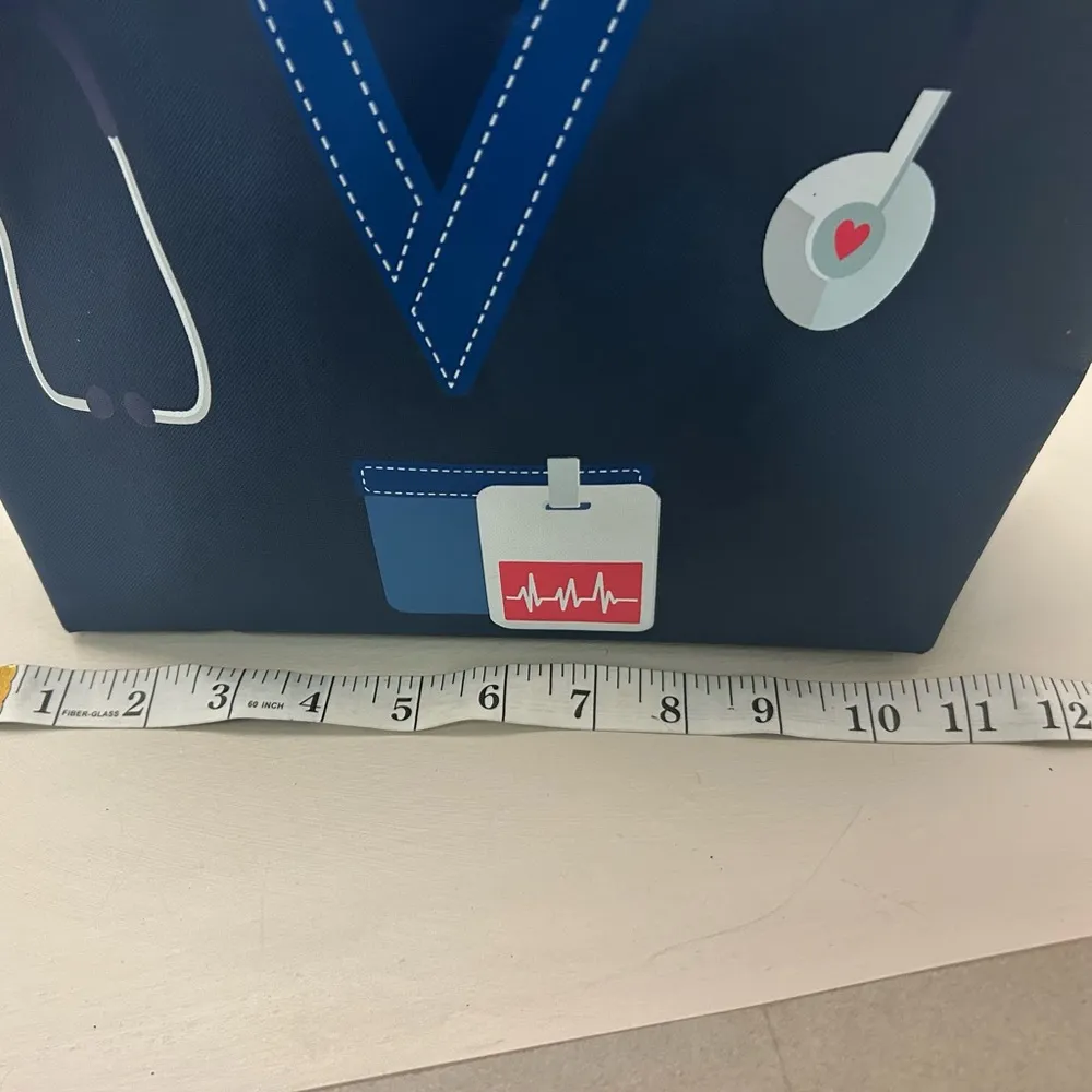 Nurse pattern Dark Blue Tote Bag with Bright Accents and Sturdy Fabric - Image 9