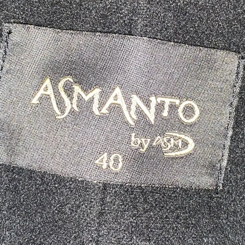 ASM Asmanto Black Zip Up Long Sleeve Wide Collar Belted Trench Coat Jacket Sz 8 - Image 5